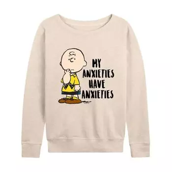 Женская футболка с длинным рукавом из французского трикотажа «Peanuts Charlie Brown Anxieties» Licensed Character, бежевый