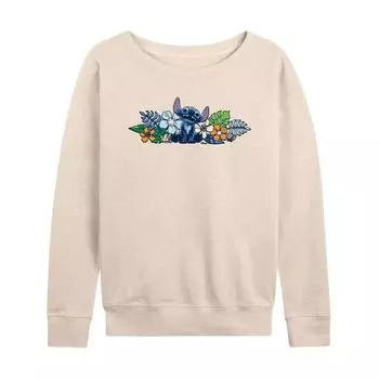 Женская футболка с длинным рукавом из французского трикотажа «Лило и Стич» с цветочным узором Disney, бежевый