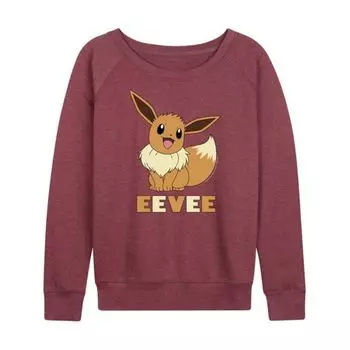 Женская футболка с длинным рукавом из французского трикотажа Pokemon Eevee Licensed Character, красный