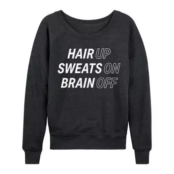 Женская футболка с длинным рукавом из французского трикотажа с принтом «hair up sweats» от Brain Off Licensed Character, серый
