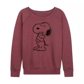 Женская футболка с длинным рукавом из французского трикотажа «Peanuts Snoopy Loves Woodstock» Licensed Character, красный
