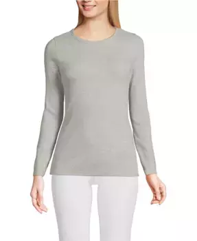 Женская футболка с длинным рукавом из микрориба Lands' End, розовый