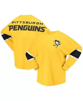 Женская футболка с длинным рукавом из золотистого джерси с логотипом Pittsburgh Penguins Fanatics, золото
