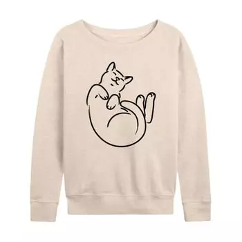 Женская футболка с длинным рукавом Linework Cat из французского трикотажа Licensed Character, бежевый
