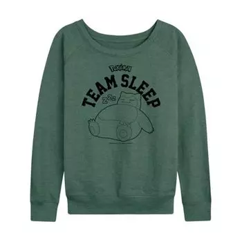 Женская футболка с длинным рукавом Pokemon Snorlax Team Sleep из мягкого френч-терри Licensed Character, зеленый