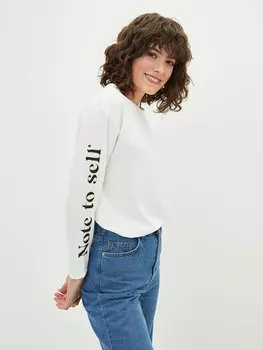 Женская футболка с длинным рукавом с круглым вырезом и текстовым принтом LCW Casual