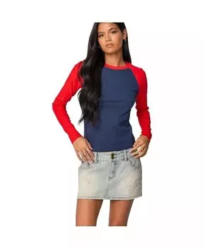 Женская футболка с длинным рукавом Tommi реглан Edikted, синий