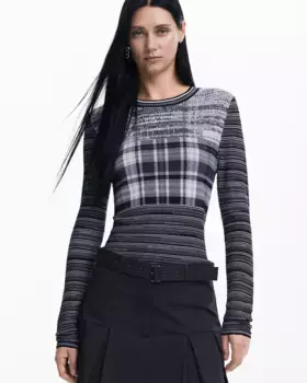 Женская футболка с длинным рукавом в крапчатую клетку Desigual, черный