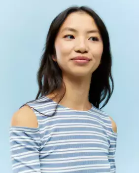 Женская футболка с длинным рукавом в рубчик в полоску Green Coast, цвет 490 Petrleo