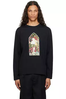 Женская футболка с длинным рукавом в витражном стиле Simone Rocha, черный