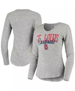 Женская футболка с длинными рукавами цвета Хизер серая St. Louis Cardinals Tri-Blend Concepts Sport, серый
