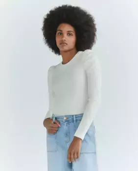 Женская футболка с длинными рукавами и круглым вырезом Pieces, белый