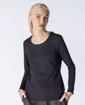 Женская футболка с длинными рукавами и круглым вырезом Naulover, черный