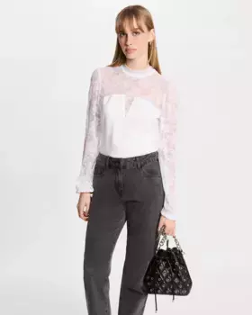 Женская футболка с длинными рукавами и кружевом Morgan, белый