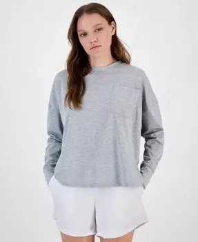 Женская футболка с длинными рукавами и нагрудным карманом ID Ideology, серый