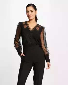 Женская футболка с длинными рукавами и плюмети Morgan, черный