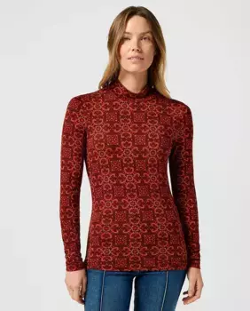 Женская футболка с длинными рукавами и принтом Wrangler, коричневый