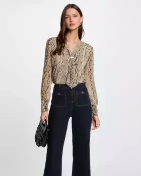 Женская футболка с длинными рукавами и принтом Morgan, бежевый