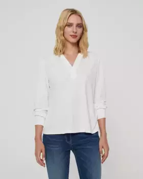 Женская футболка с длинными рукавами и V-образным вырезом Paz Torras, цвет Crudo