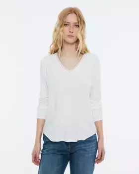 Женская футболка с длинными рукавами и V-образным вырезом Andam, цвет Crudo