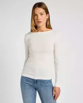 Женская футболка с длинными рукавами и вырезом-лодочкой Lee, белый