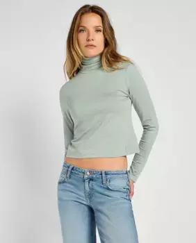 Женская футболка с длинными рукавами и высоким воротом Lee, зеленый
