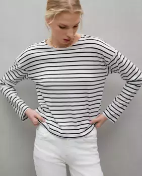 Женская футболка с длинными рукавами и застежкой на пуговицы сзади Easy Wear, белый