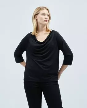 Женская футболка с драпированным вырезом Couchel, черный