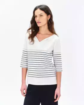 Женская футболка с французскими рукавами и полосатым принтом Caroll, цвет Crudo