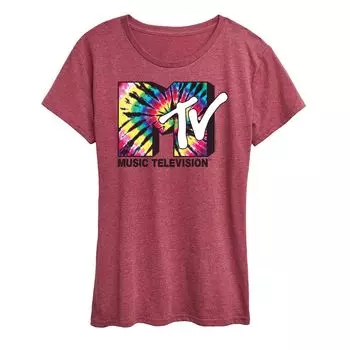 Женская футболка с графическим логотипом MTV Tie Dye Licensed Character, темно-красный