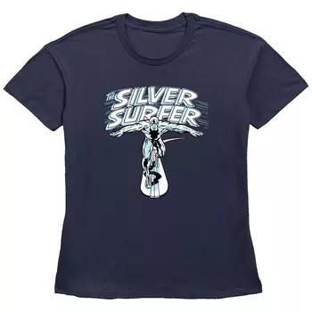 Женская футболка с графическим плакатом и плакатом Marvel Fantastic Four The Silver Surfer, темно-синий
