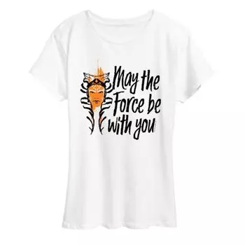 Женская футболка с графическим принтом «Да пребудет с тобой сила» Star Wars, белый