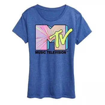 Женская футболка с графическим принтом MTV Club Art Licensed Character, цвет Heather Royal Blue