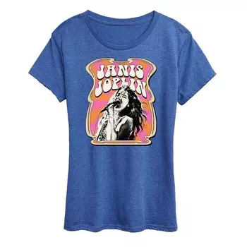 Женская футболка с графическим принтом в стиле плаката Janis Joplin Licensed Character, цвет Heather Blue