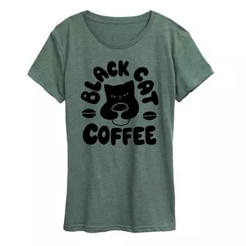 Женская футболка с графическим рисунком Black Cat Coffee Licensed Character, цвет Heather Green