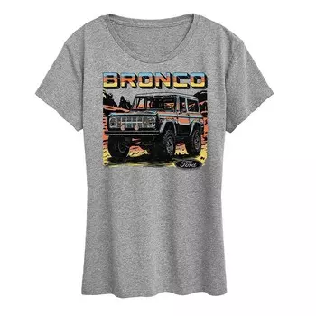 Женская футболка с графическим рисунком Ford Bronco Licensed Character, цвет Heather Gray