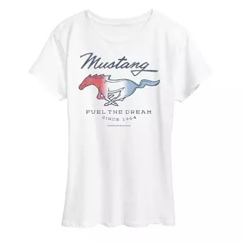 Женская футболка с графическим рисунком Ford Mustang Fuel The Dream 1964 Licensed Character, белый