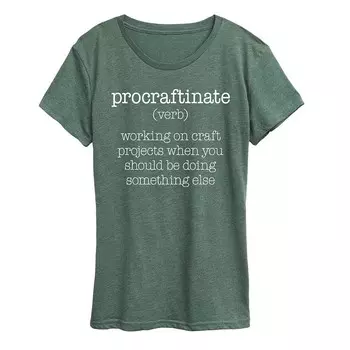 Женская футболка с графическим рисунком Procraftinate Definition Licensed Character, цвет Heather Green