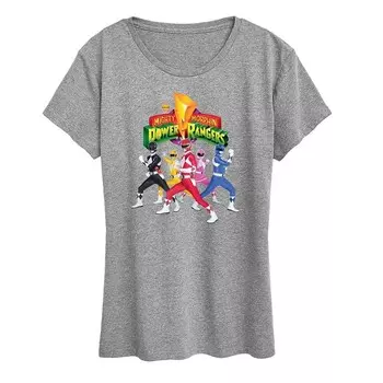 Женская футболка с графическим рисунком в стиле ретро Power Rangers Licensed Character, цвет Heather Gray