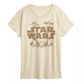 Женская футболка с графическими эскизами Porgs Star Wars, бежевый