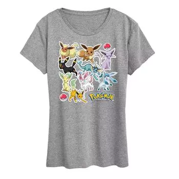 Женская футболка с графическими наклейками Pokemon Eevelution Licensed Character