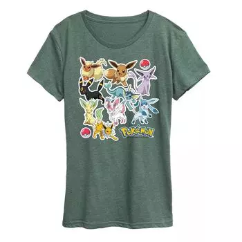 Женская футболка с графическими наклейками Pokemon Eevelution Licensed Character
