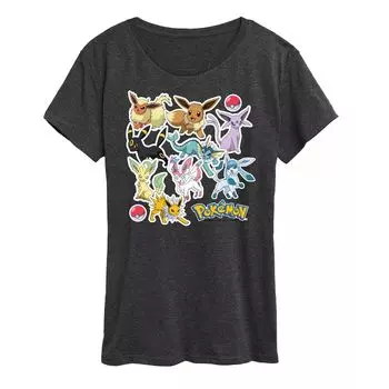 Женская футболка с графическими наклейками Pokemon Eevelution Licensed Character