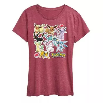 Женская футболка с графическими наклейками Pokemon Eevelution Licensed Character