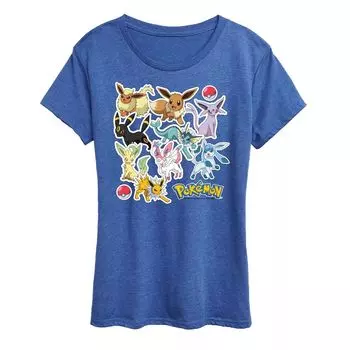 Женская футболка с графическими наклейками Pokemon Eevelution Licensed Character, синий