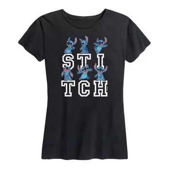 Женская футболка с графическими позами Лило и Стич Disney, черный
