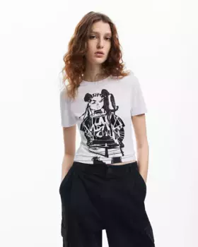 Женская футболка с художественной иллюстрацией Desigual, белый