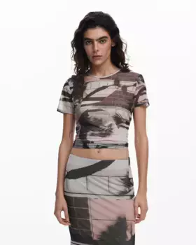 Женская футболка с художественным принтом Desigual, серый