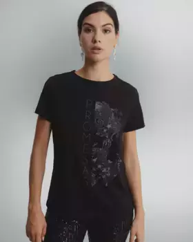 Женская футболка с иллюстрированными обещаниями Dolores Promesas, чёрный