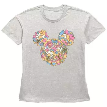 Женская футболка с изображением цветов и бабочек Disney's Mickey Mouse, цвет Oatmeal